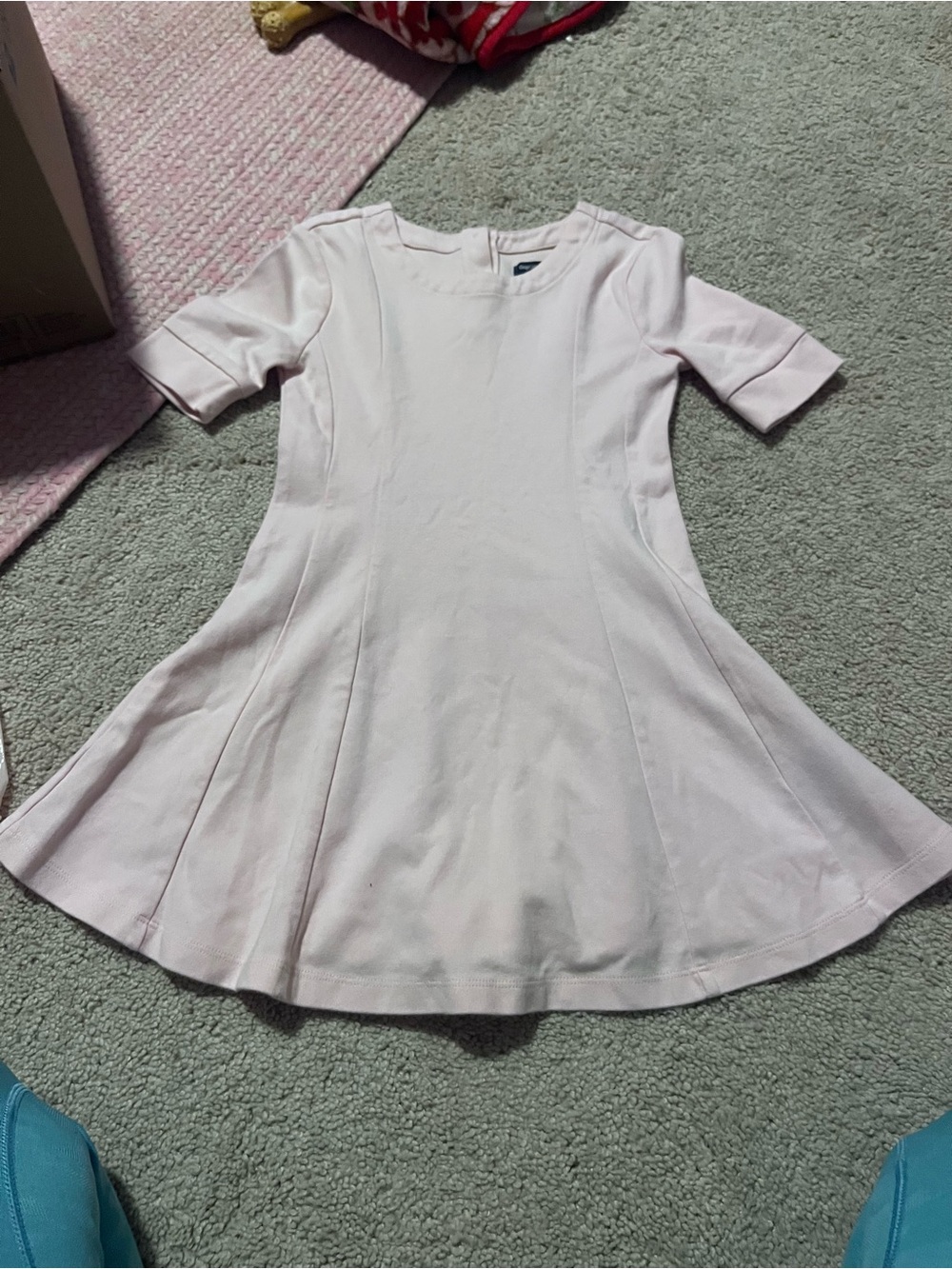 GAP Light Pink Fit-and-Flare Short Sleeve Dress